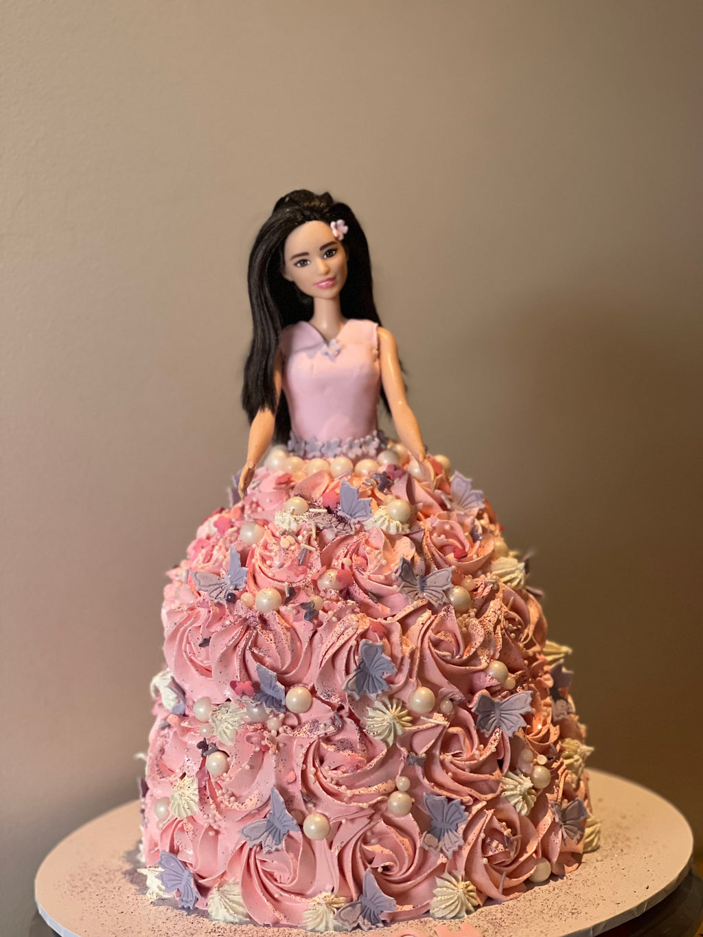 Barbie Themed Cake | Elegant Vanilla Buttercream Design