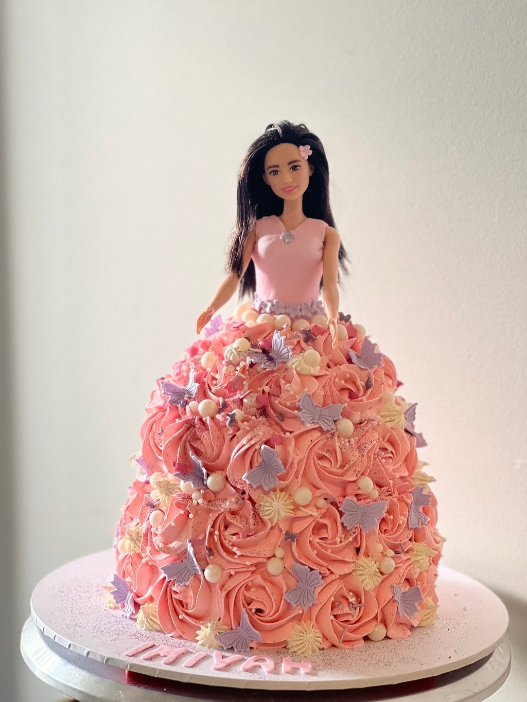 Barbie Themed Cake | Elegant Vanilla Buttercream Design